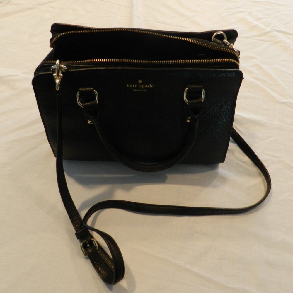 Kate Spade New York black leather handbag, hand and detachable shoulder straps